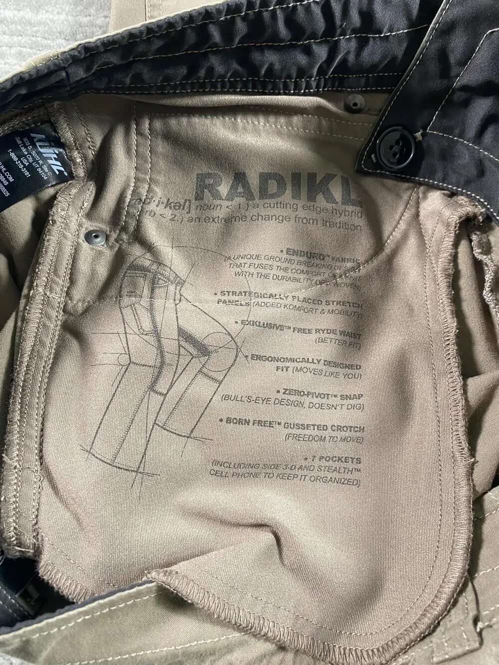 Kuhl Radikl Pants Mens 32x32 (fits 32x31) Brown Outdoor Hiking Stretch 7 Pocket